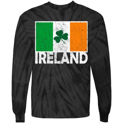 Distressed Ireland Vintage Flag Tie-Dye Long Sleeve Shirt