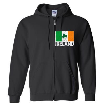 Distressed Ireland Vintage Flag Full Zip Hoodie