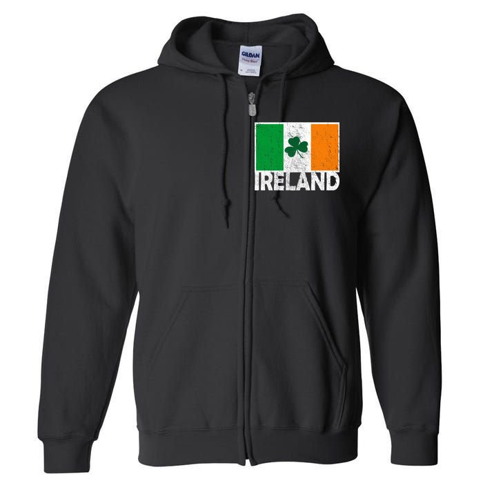 Distressed Ireland Vintage Flag Full Zip Hoodie