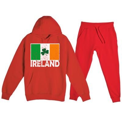 Distressed Ireland Vintage Flag Premium Hooded Sweatsuit Set