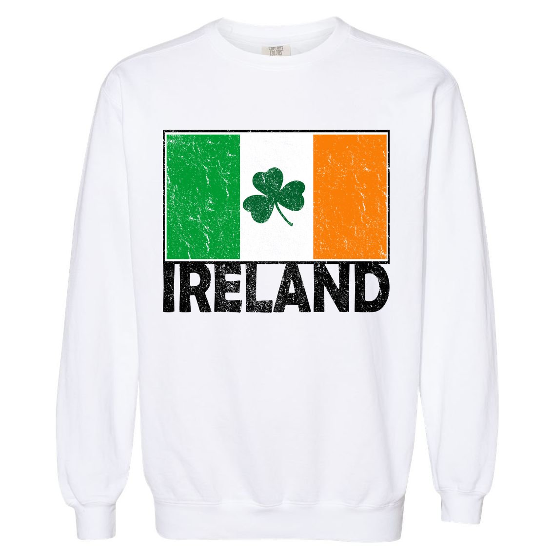 Distressed Ireland Vintage Flag Garment-Dyed Sweatshirt