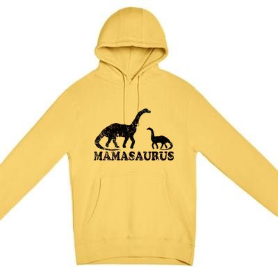 Distressed Mamasaurus Mom Mama Mother Dinosaur Premium Pullover Hoodie