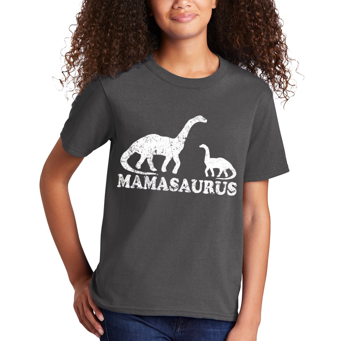 Distressed Mamasaurus Mom Mama Mother Dinosaur Kids T-Shirt