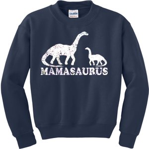 Distressed Mamasaurus Mom Mama Mother Dinosaur Kids Sweatshirt