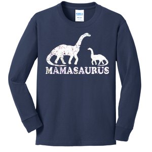 Distressed Mamasaurus Mom Mama Mother Dinosaur Kids Long Sleeve Shirt