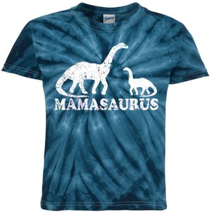 Distressed Mamasaurus Mom Mama Mother Dinosaur Kids Tie-Dye T-Shirt