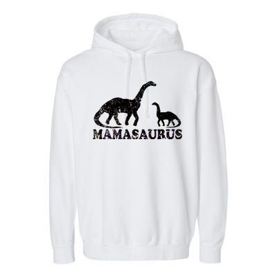 Distressed Mamasaurus Mom Mama Mother Dinosaur Garment-Dyed Fleece Hoodie