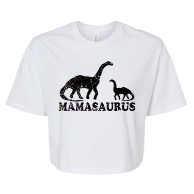 Distressed Mamasaurus Mom Mama Mother Dinosaur Bella+Canvas Jersey Crop Tee