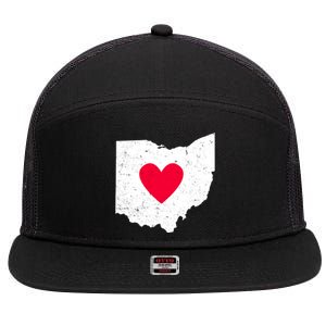 Distressed Ohio State Love 7 Panel Mesh Trucker Snapback Hat