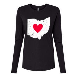 Distressed Ohio State Love Womens Cotton Relaxed Long Sleeve T-Shirt