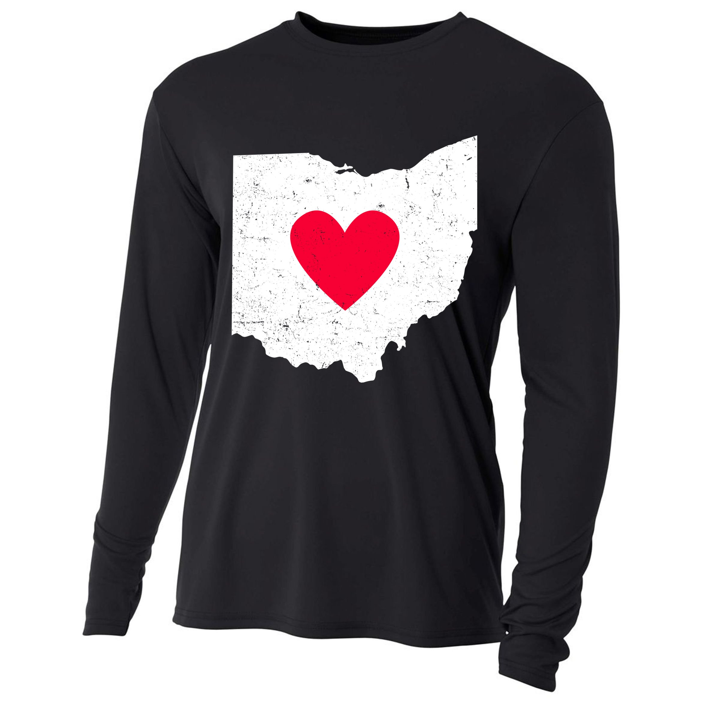 Distressed Ohio State Love Cooling Performance Long Sleeve Crew