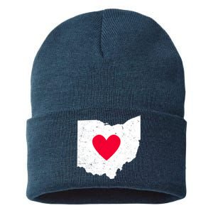 Distressed Ohio State Love Sustainable Knit Beanie