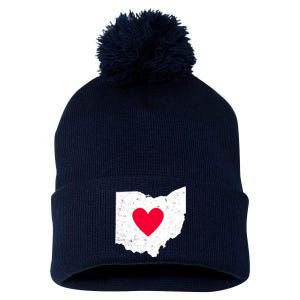 Distressed Ohio State Love Pom Pom 12in Knit Beanie