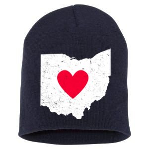 Distressed Ohio State Love Short Acrylic Beanie