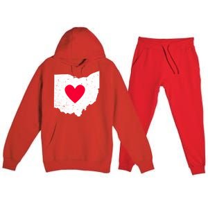 Distressed Ohio State Love Premium Hooded Sweatsuit Set