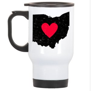 Distressed Ohio State Love Stainless Steel Travel Mug