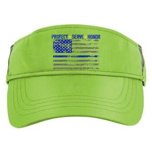 Distressed Police Blue Striped Flag Adult Drive Performance Visor