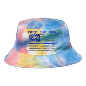 Distressed Police Blue Striped Flag Tie Dye Newport Bucket Hat