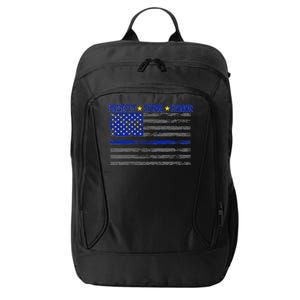 Distressed Police Blue Striped Flag City Backpack