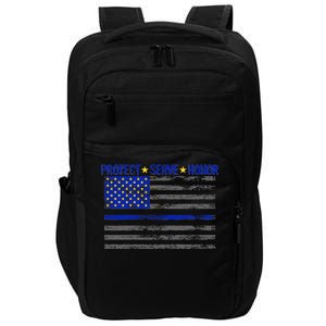 Distressed Police Blue Striped Flag Impact Tech Backpack