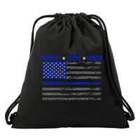 Distressed Police Blue Striped Flag Drawstring Bag