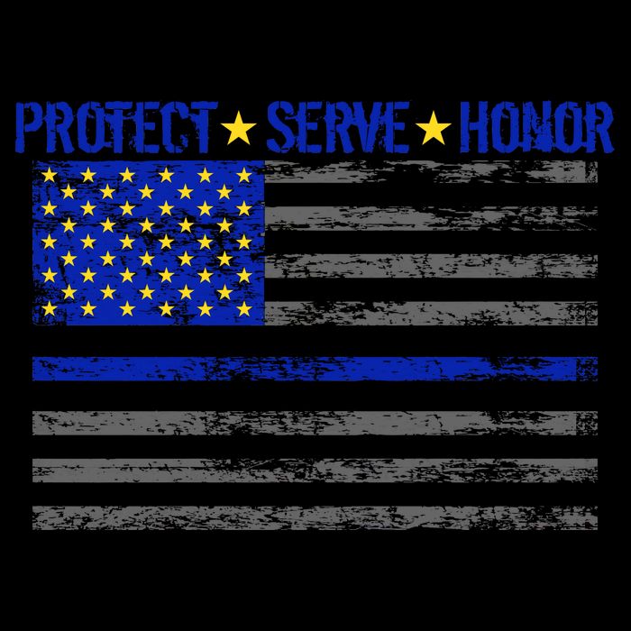 Distressed Police Blue Striped Flag Drawstring Bag