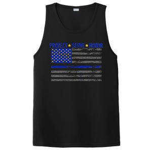 Distressed Police Blue Striped Flag PosiCharge Competitor Tank