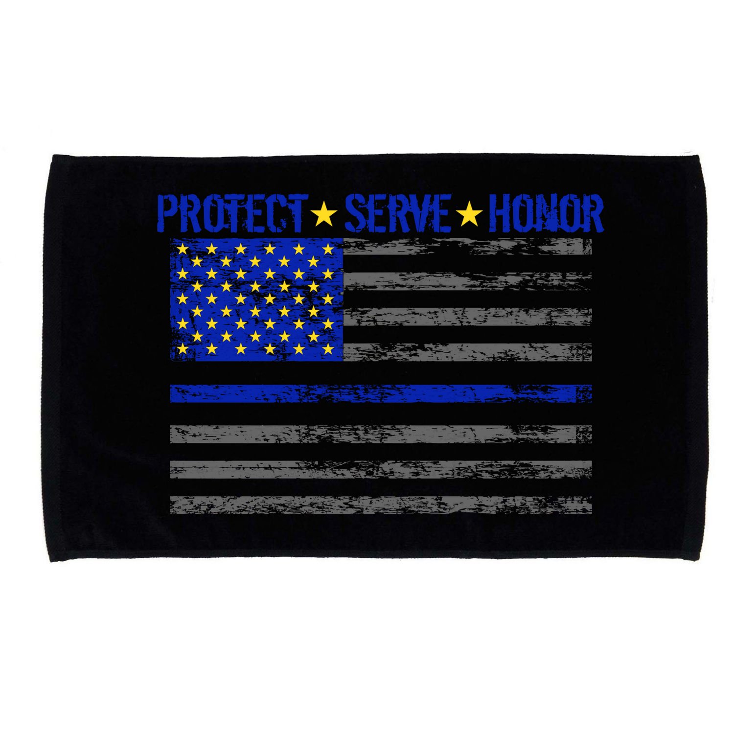 Distressed Police Blue Striped Flag Microfiber Hand Towel