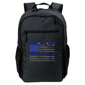 Distressed Police Blue Striped Flag Daily Commute Backpack