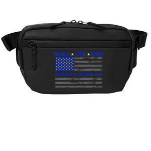 Distressed Police Blue Striped Flag Crossbody Pack