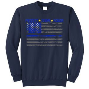 Distressed Police Blue Striped Flag Sweatshirt