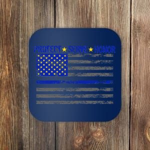 Distressed Police Blue Striped Flag Coaster