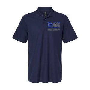 Distressed Police Blue Striped Flag Softstyle Adult Sport Polo