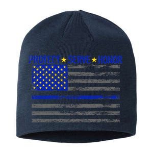 Distressed Police Blue Striped Flag Sustainable Beanie