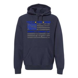 Distressed Police Blue Striped Flag Premium Hoodie