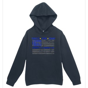 Distressed Police Blue Striped Flag Urban Pullover Hoodie