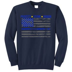 Distressed Police Blue Striped Flag Tall Sweatshirt