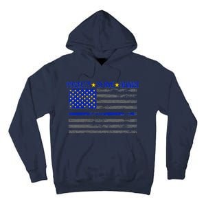 Distressed Police Blue Striped Flag Tall Hoodie