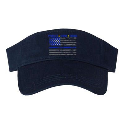 Distressed Police Blue Striped Flag Valucap Bio-Washed Visor