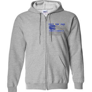 Distressed Police Blue Striped Flag Full Zip Hoodie