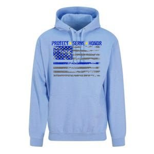 Distressed Police Blue Striped Flag Unisex Surf Hoodie