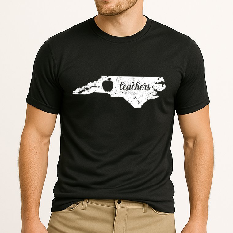 Distressed Red For Ed Teacher North Carolina Performance Shirt