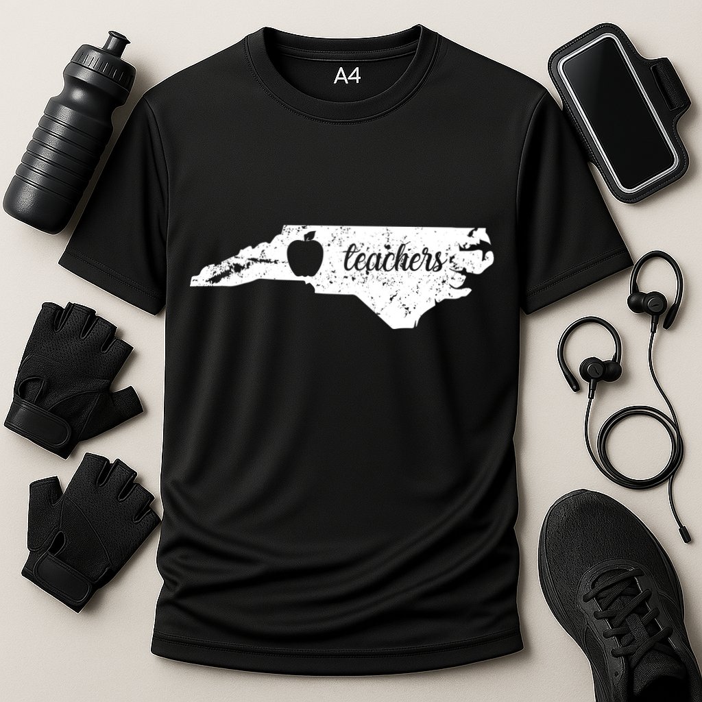 Distressed Red For Ed Teacher North Carolina Performance Shirt