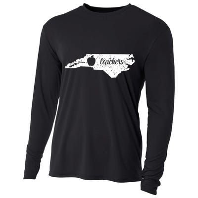 Distressed Red For Ed Teacher North Carolina Cooling Performance Long Sleeve Crew