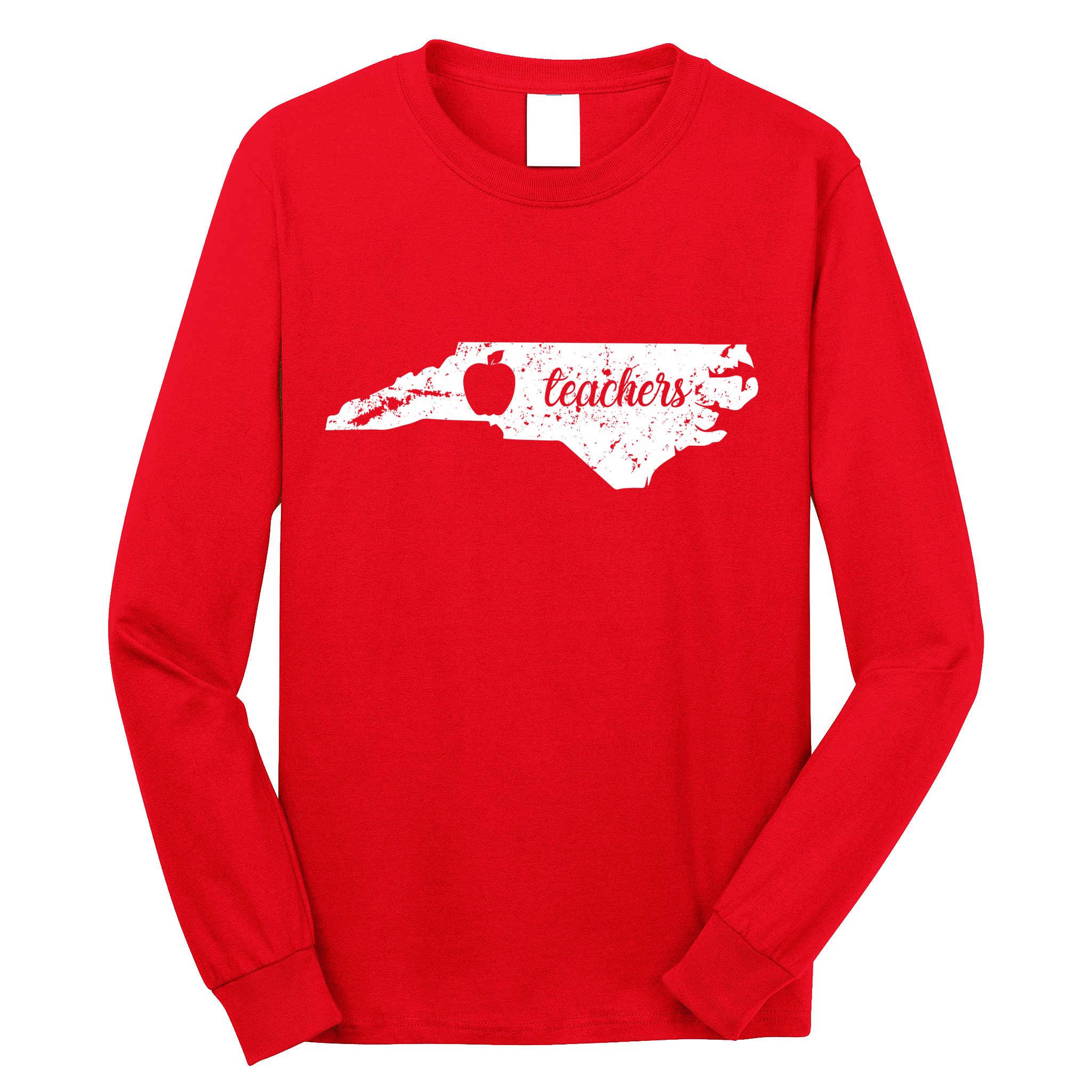 Distressed Red For Ed Teacher North Carolina Long Sleeve Shirt