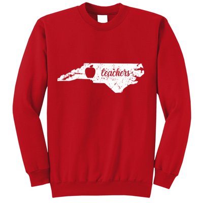 Distressed Red For Ed Teacher North Carolina Sweatshirt