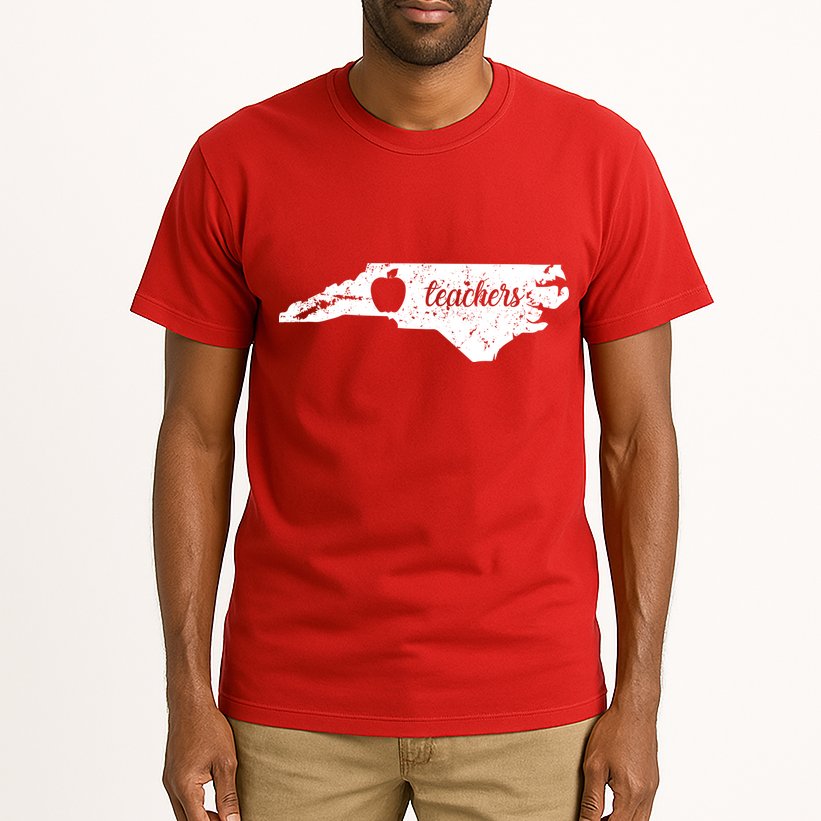Distressed Red For Ed Teacher North Carolina Tall T-Shirt