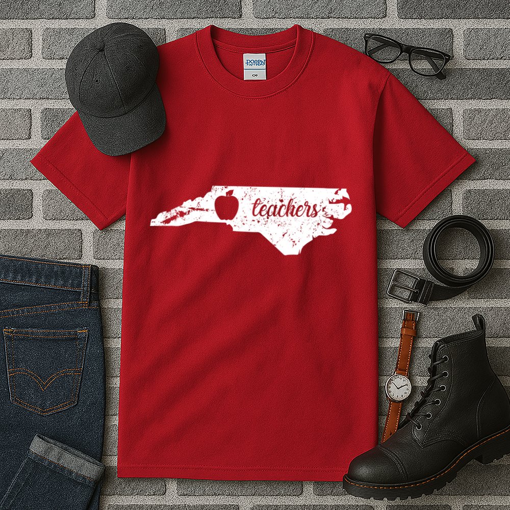Distressed Red For Ed Teacher North Carolina Tall T-Shirt