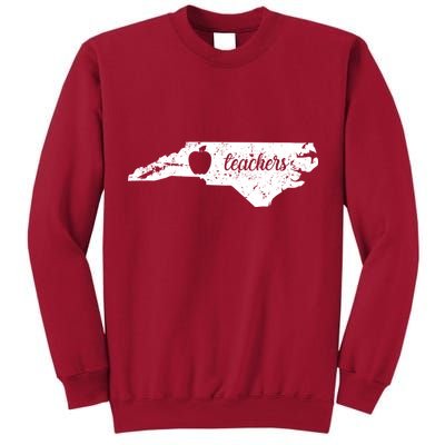 Distressed Red For Ed Teacher North Carolina Tall Sweatshirt