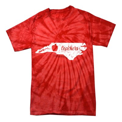 Distressed Red For Ed Teacher North Carolina Tie-Dye T-Shirt